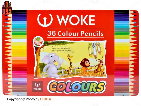 مداد رنگی 36 رنگ جعبه فلزی ووک